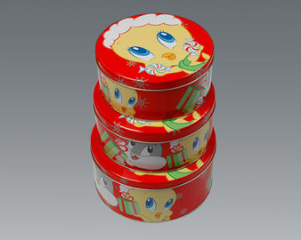 الصين عيد الميلاد عطلة المعادن كعكة القصدير مربع مجموعة صغيرة جولة حاويات Dia110mm المزود